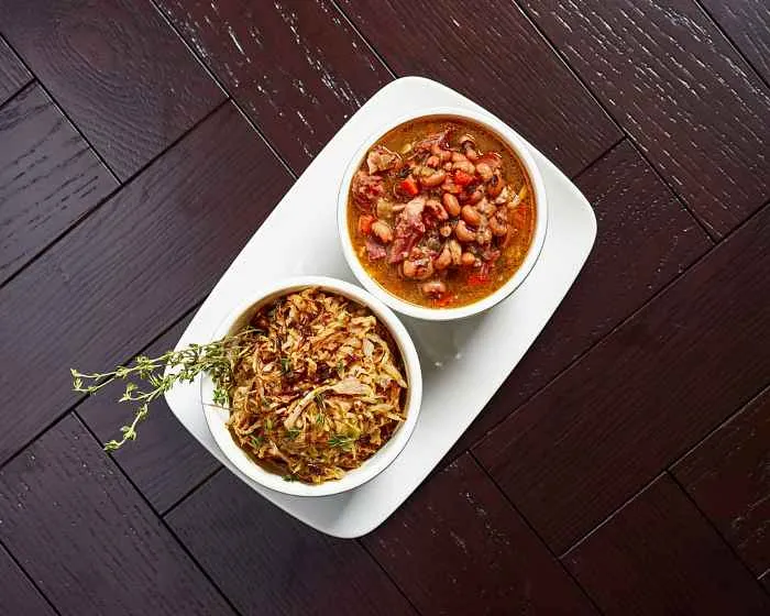 Black Eyed Peas & Sautéed Cabbage. Photo credit: Perry's Steakhouse & Grille