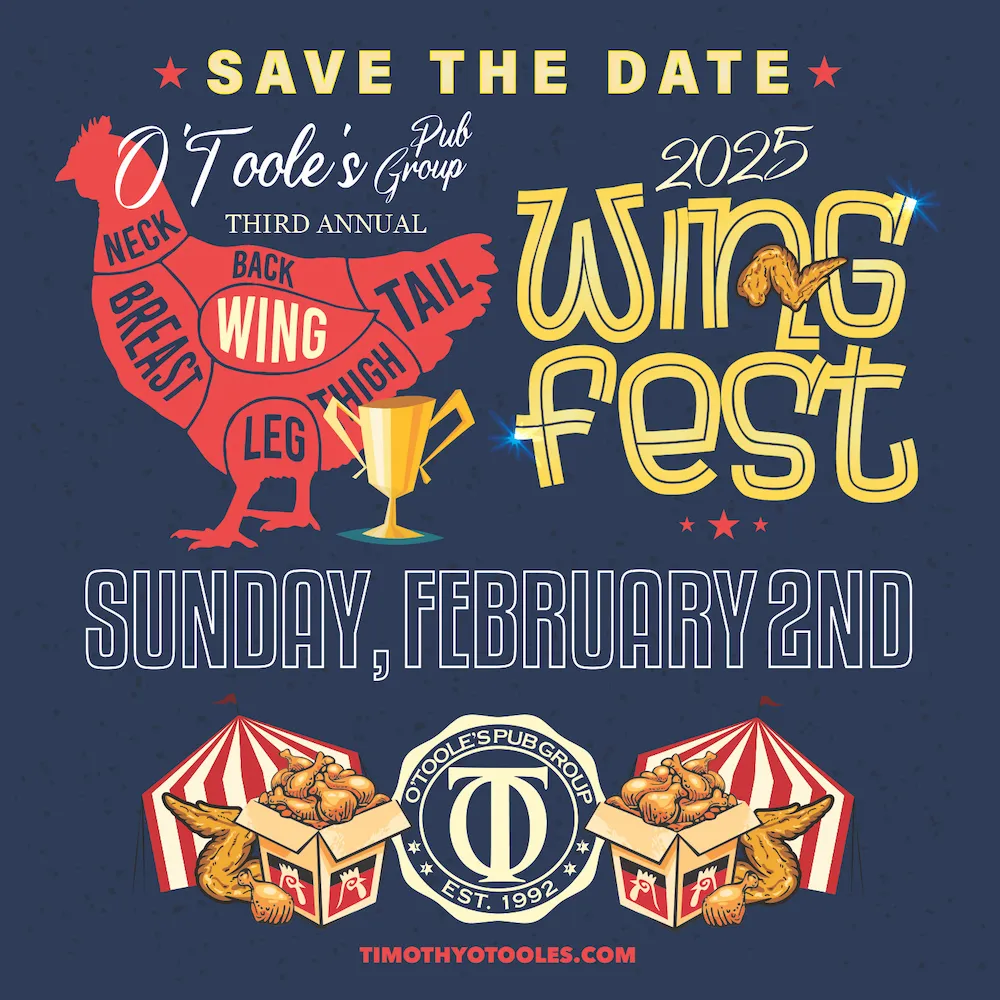 Opg Wing Fest Savve The Date Sm 5X5 Copy for Third Annual Wing Fest at Timothy O'Toole's Pub