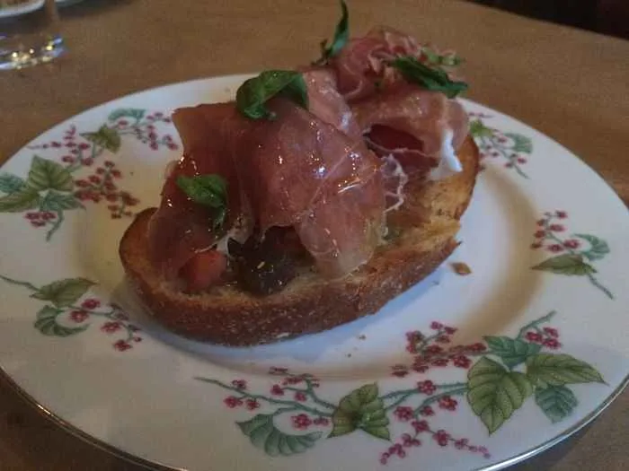 Cochon's take on bruschetta for Make Your Next Date Night Out at Cochon Volant