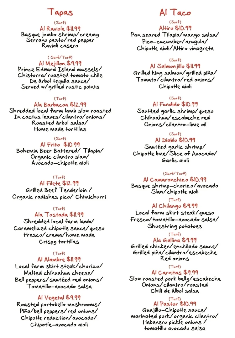 Altiro Menu for Altiro Brings Latin Fusion Tapas to Roscoe Village