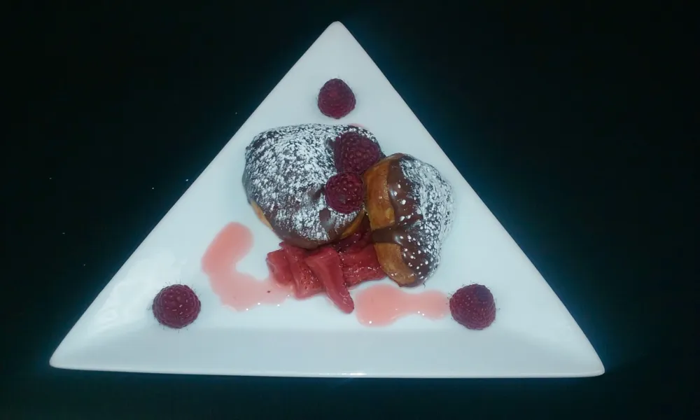 Raspberry Eclairs for Aphrodisiac inspired Valentine's Day Menu at Adamus