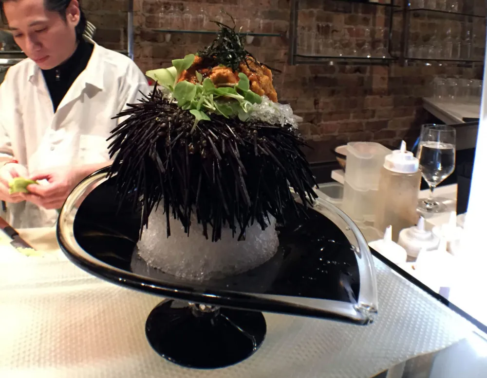 Sea urchin for Macku Sushi Offers Instagram Worthy Presentations in an Intimate Environment