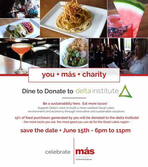 Dine to Donate Delta Institute for Dine to Donate at más!