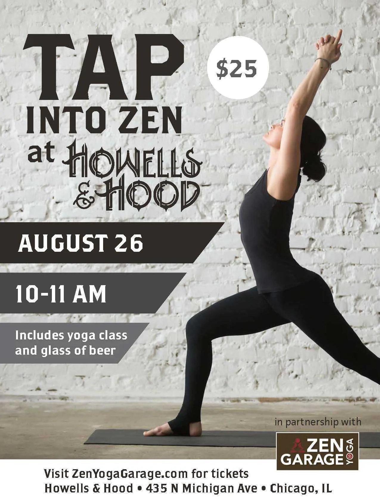August 2018 Zen Yoga Howellshood for Tap into Zen at Howells & Hood, August 26