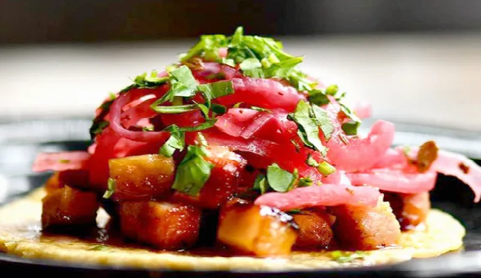 Pork Belly Cover for Rojo Gusano $39 Valentine's Menu