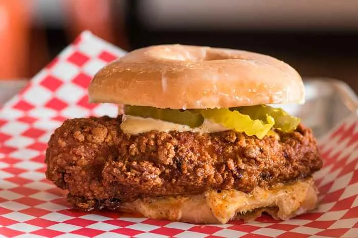 Doughnut Chicken Sandwich4 for Fry the Coop Celebrating National Doughnut Day with Sweet & Savory Combo June 7