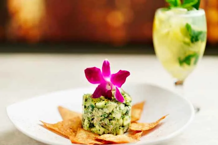 High Res Green Tartare With Pineapple Ginger Mojito for Perry’s Steakhouse & Grille Adds Green Tartare as Off The Menu Special