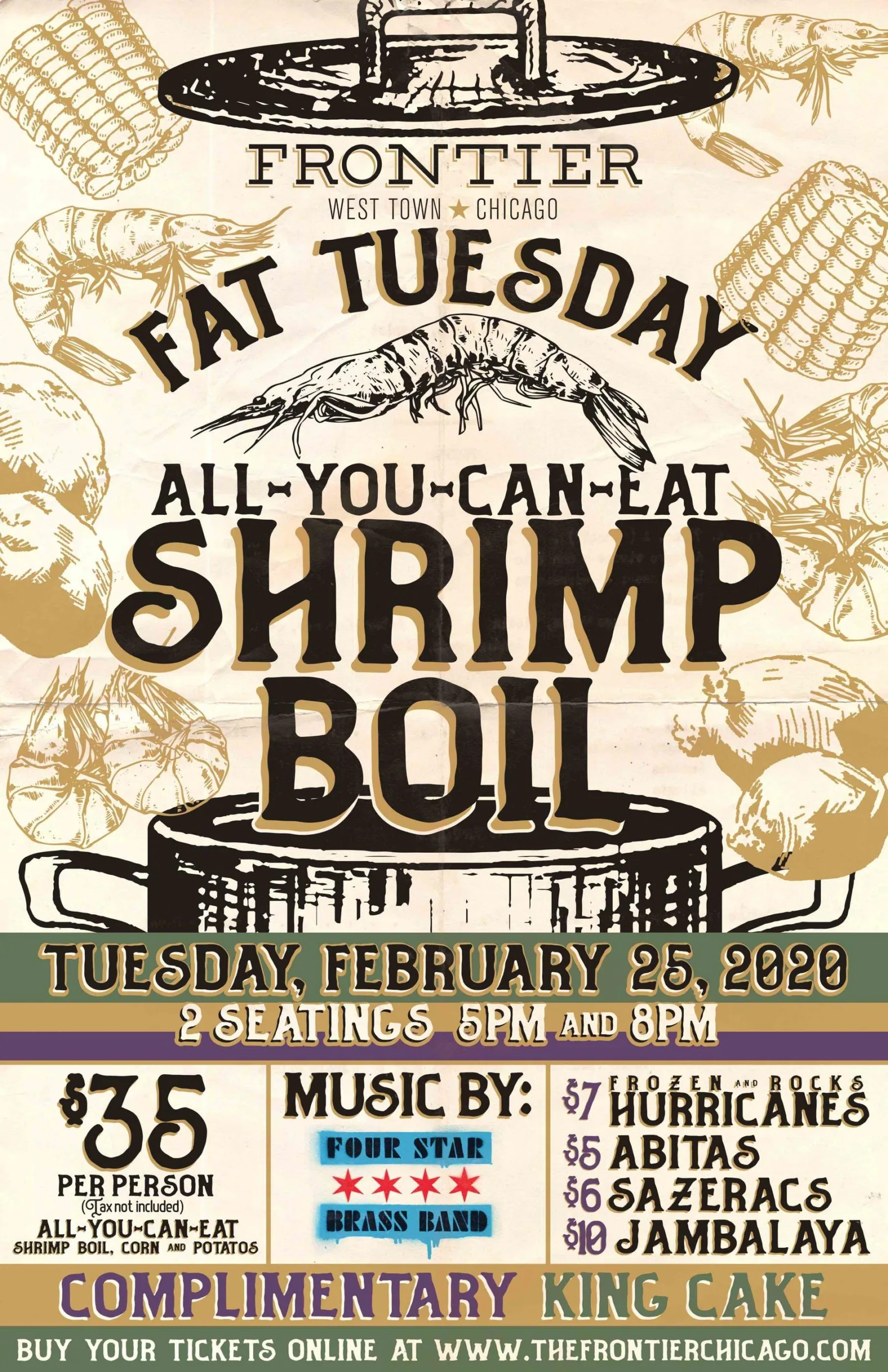 Image for Fat Tuesday Shrimp Boil at Frontier