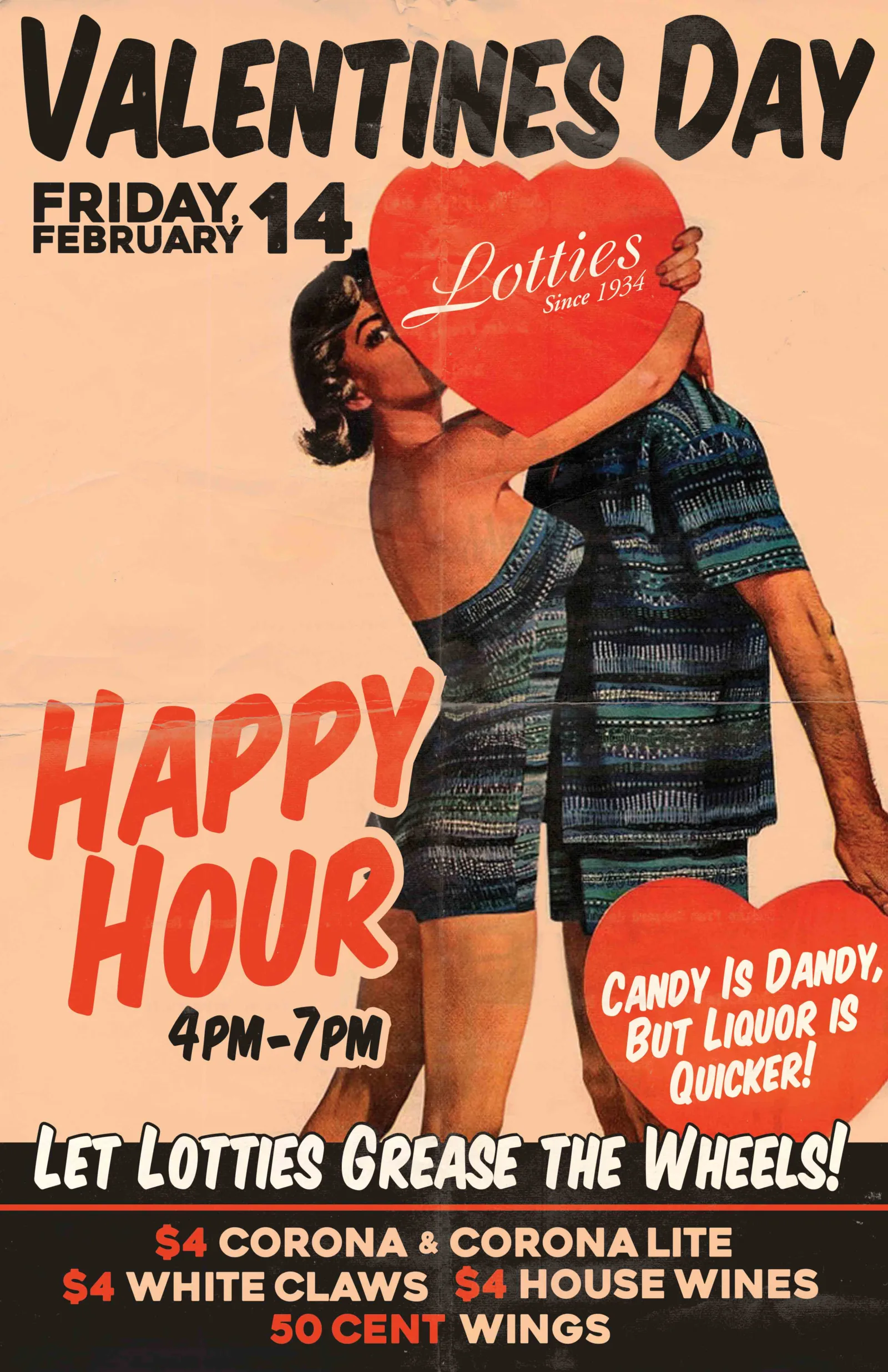 Lotties Valentines Day2020 for Valentine's Day Happy Hour at Lottie's Pub