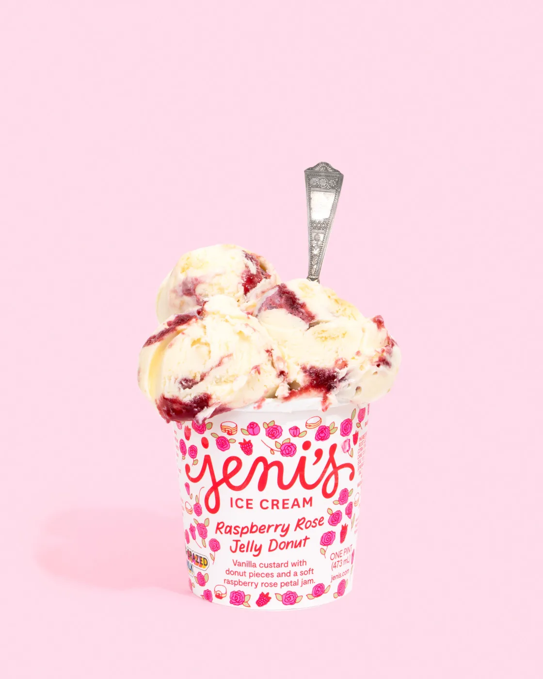 Raspberry Rose Jelly Donut Vol Pint Pink 1400 for Jeni’s Launches New Spring Flavor and Collection in Chicago