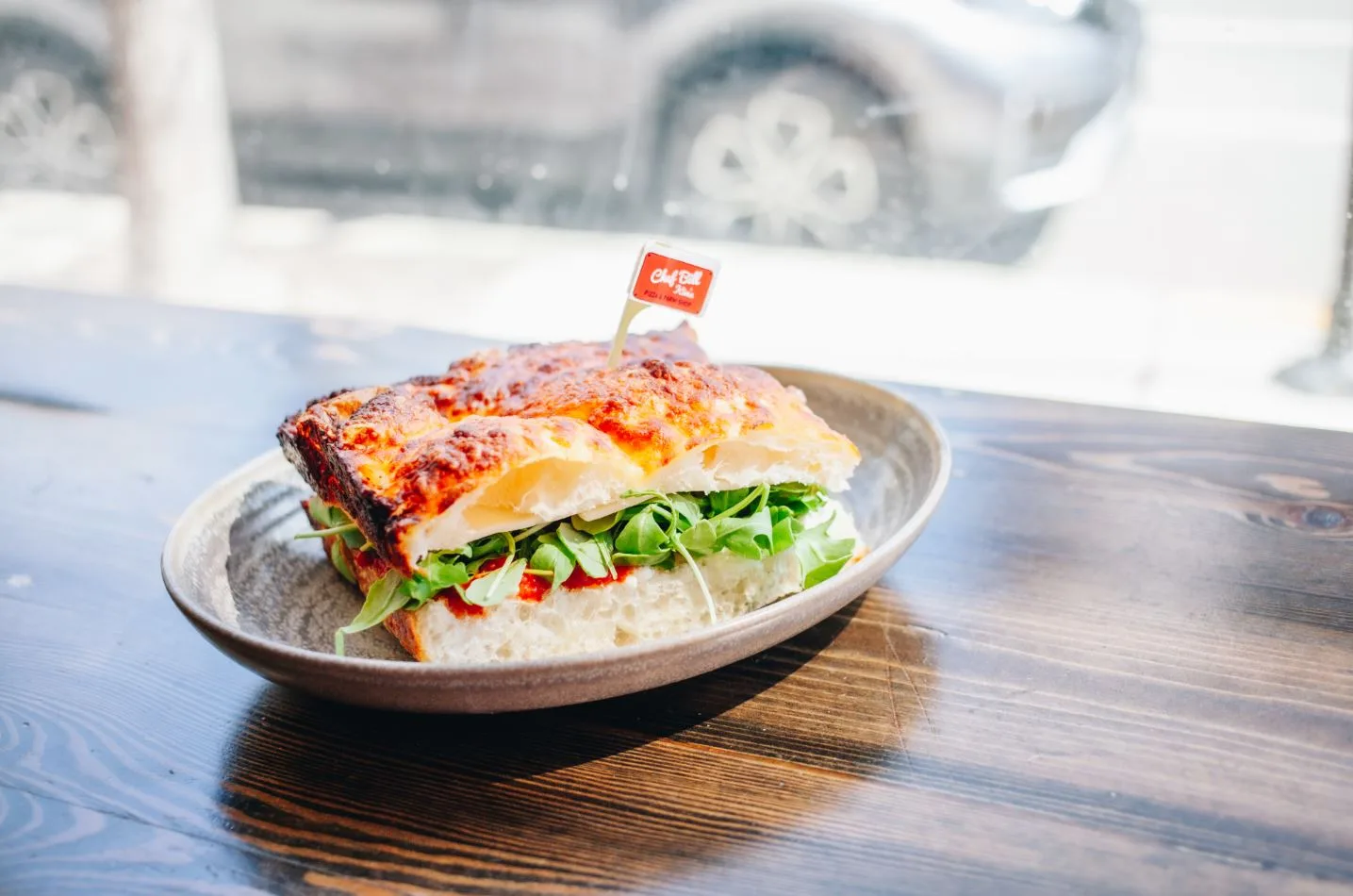 Pizza Sandwich for Chef Bill Kim Introduces The Pizza Sandwich at Chef Bill Kim's Pizza & Parm Shop