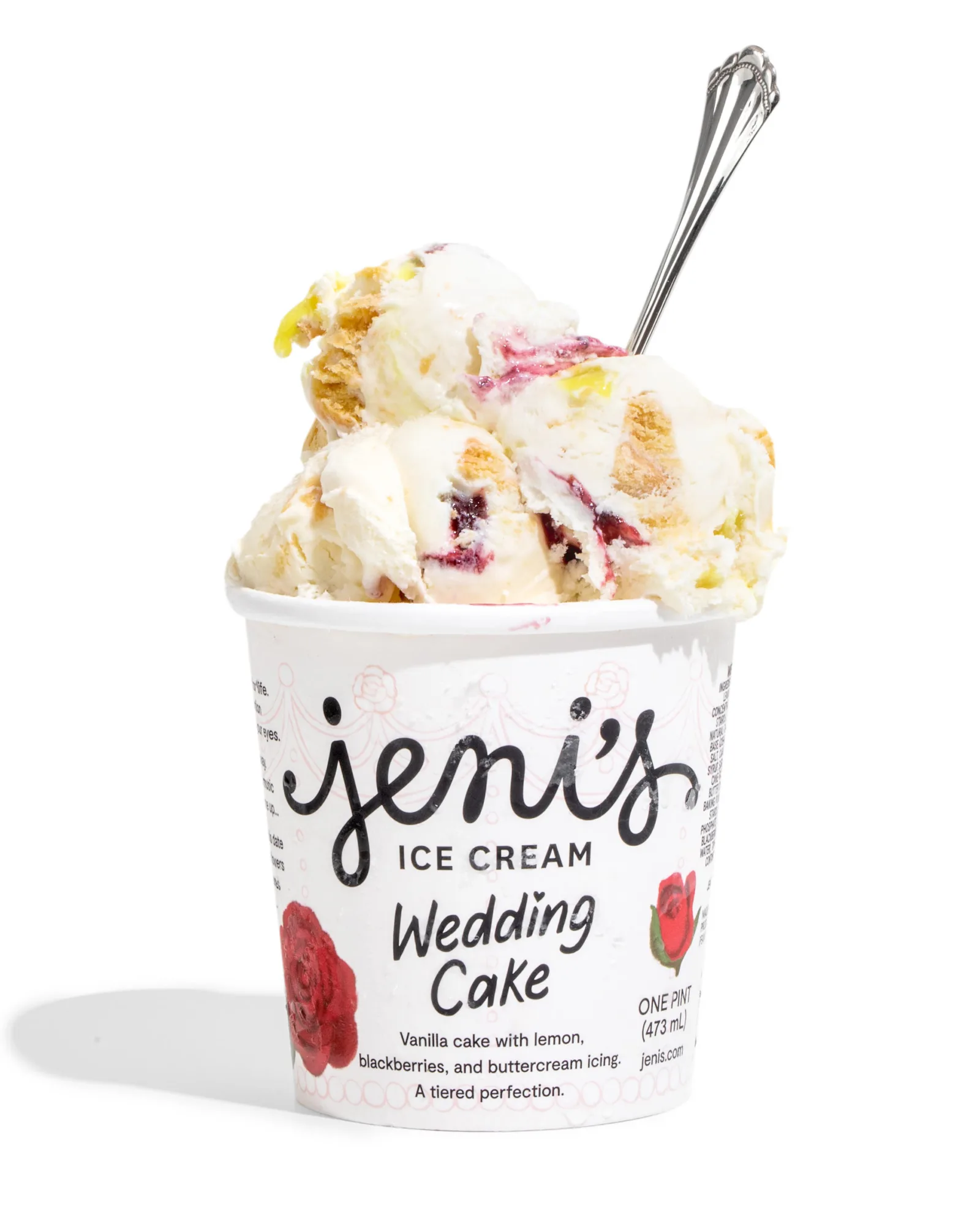 Wedding Cake Volcano Pint Ecomm White for Jeni’s New Wedding Cake Flavor Now Available at Chicagoland Scoop Shops
