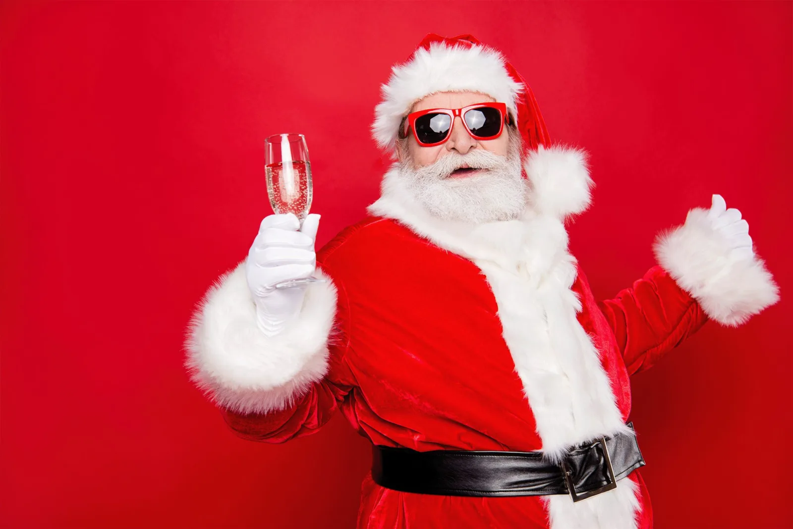 Santa Drinking 8 Bit for Mac's Wood Grilled is Open Christmas Night