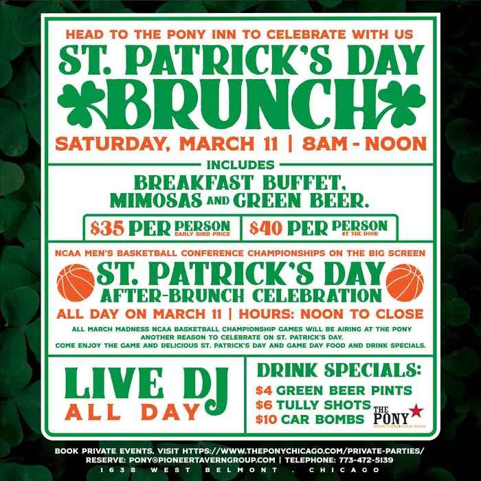 Pony St Patricks Day 2023 5X5 for The Pony Inn Celebrates St. Patrick's Day on March 11