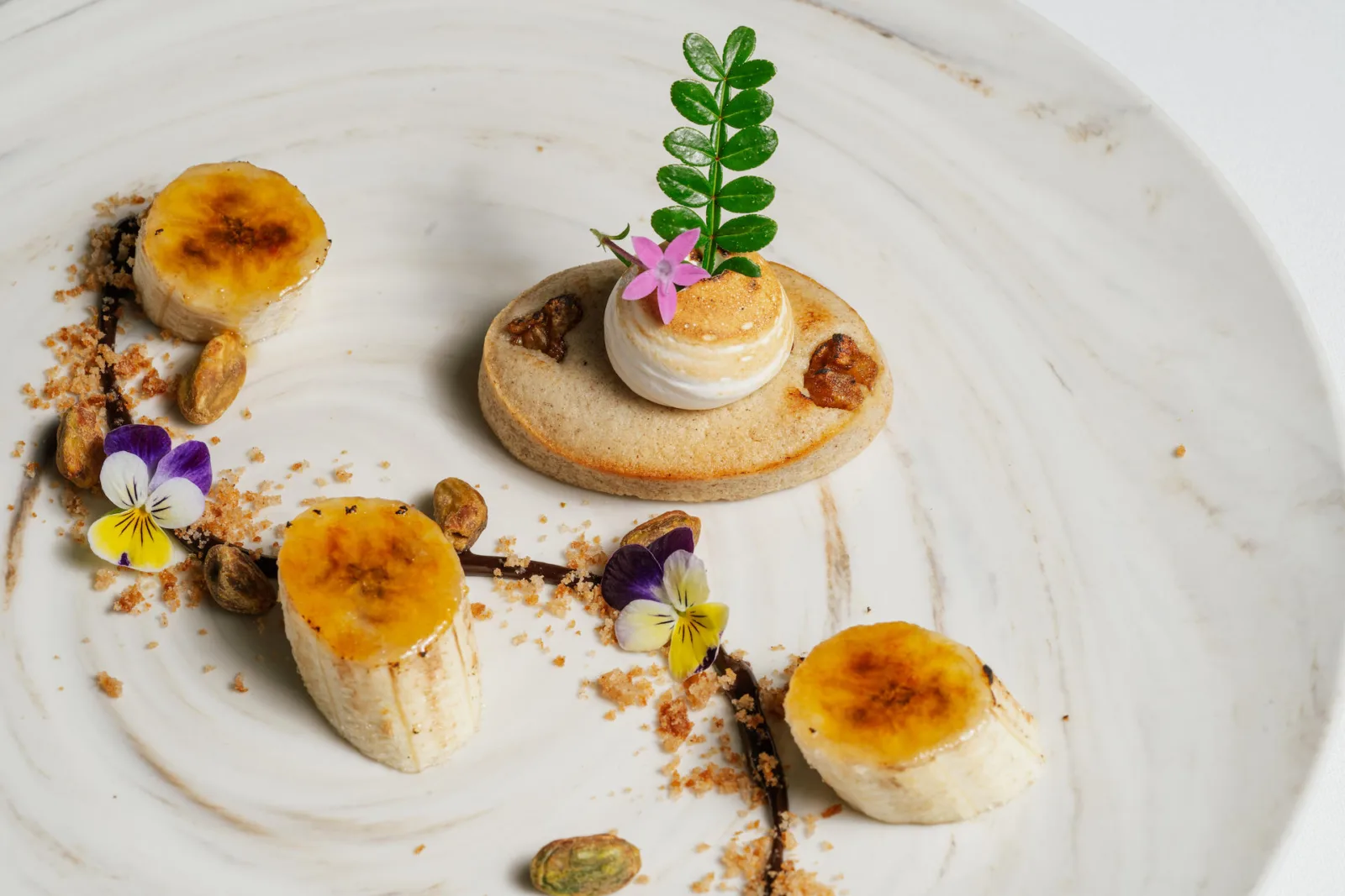 Bananas Foster Mosaic for George Trois Spring Tasting Menu: A Tribute to Cafe La Cave