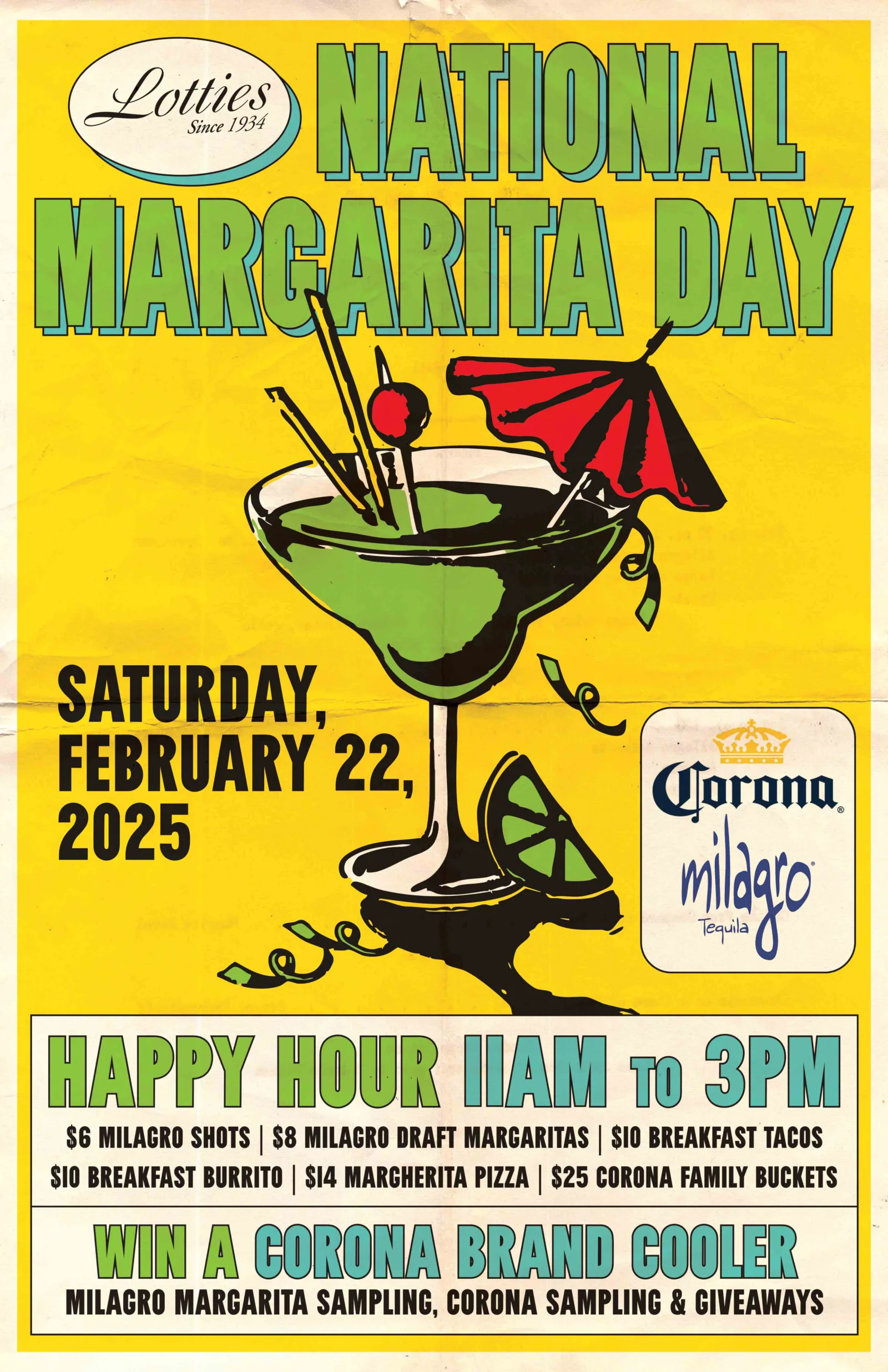 Lotties Margarita Day 2025 for Lottie’s Pub Celebrates National Margarita Day, February 22nd