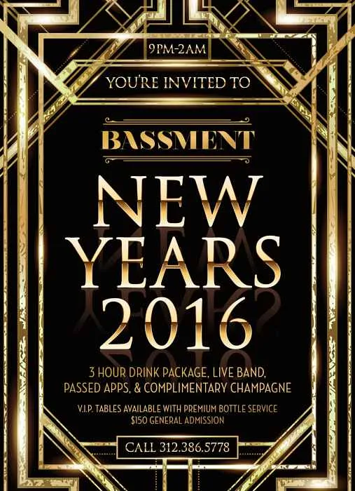 Bassment NewYearsFlyerFINAL for Ring in the New Year at The Bassment