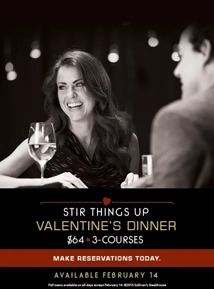 SLV VDay Interior 430x580 2016 for Love at First Course Valentine's Day Dinner at Sullivan's Steakhouse