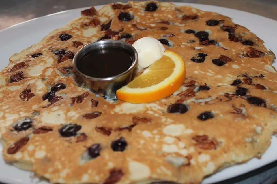 blueberrypecan pancake for Celebrate National Blueberry Pancake Day at Hash House A Go Go!