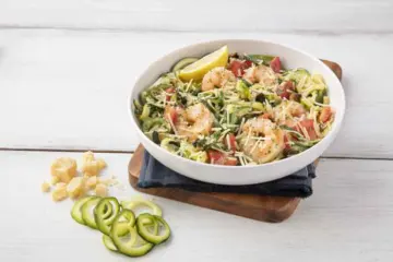 Zucchini Shrimp Scampi for Noodles & Company Introduces Special Deal and New Dishes in Time for Lent