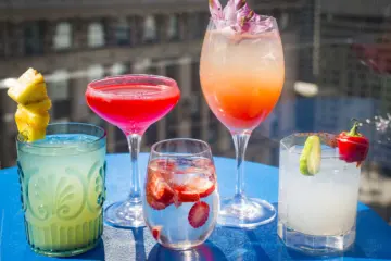 Left To Right Next Episode Devil To Pay Rose Sangria Pau Hana Casita Margarita for New Ladies Night Happy Hour at Virgin Hotels Chicago