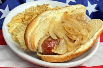 Macs Wood Grilled Bratwurst One for Fourth of July Weekend Specials at Mac's Wood Grilled