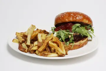 Cobblestone Restaurant Bistro Lamb Beef Burger for Cobblestone Restaurant Opens in North Center