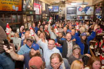 Fans Toasting Harry In Bar Orig for Harry Caray's Navy Pier Hosts 24th Annual Worldwide Toast to Harry Caray, May 12th