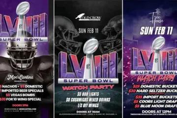 Moes Old Crow Tree House Super Bowl Graphic Edited 1 for Super Bowl Watch Parties at Moe's Cantina Wrigleyville, Old Crow Smokehouse, and Tree House Chicago