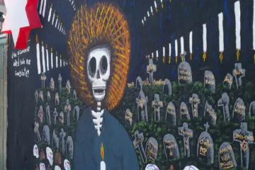 mixquic mexico mural for Dia De Los Muertos Art Show in West Loop