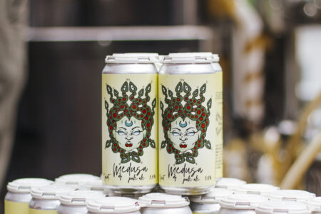 Medusa Pale Ale Can Display Flora Brewing for Pilot Project Partners with Female Founded Flora Brewery to Release Four New Beers