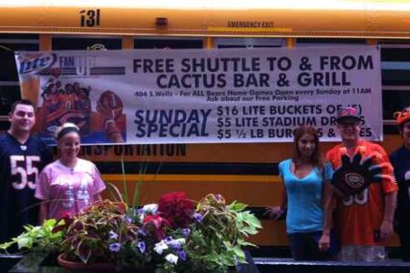 BearsBus crop for Bears Game Shuttle Bus at Cactus Bar and Grill