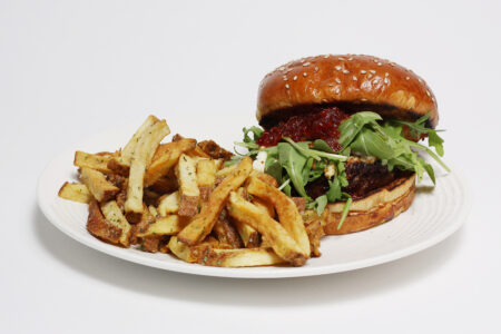 Cobblestone Restaurant Bistro Lamb Beef Burger for Cobblestone Restaurant Opens in North Center