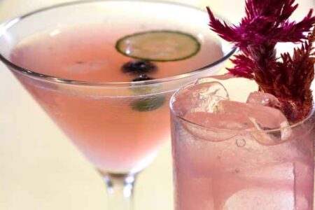 Cucumber Blueberry And Rosé Collins for Perry’s Steakhouse & Grille Goes Pink for October’s Breast Cancer Awareness Month