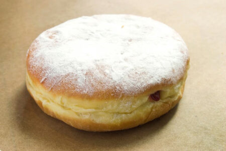 Firecakes Jelly Donut for National Jelly Filled Doughnut Day at Firecakes