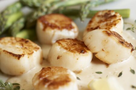 Iiif Scallops Horz for Veterans Day Dining at III Forks and Cantina Laredo