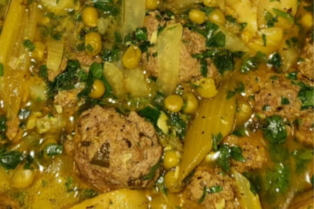 Jerusalem 2024 0000 Jerusalem Meatballs With Artichoke Fennel And Sweet Peas for Highwood’s New Ami Jerusalem Street Food Offers Jerusalem Influenced Passover Dinner