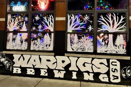 Macs Holiday Facade 2023 for New Year’s Eve 2024 at Mac’s Wood Grilled