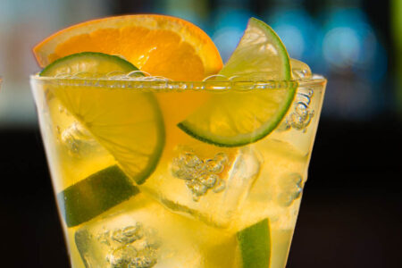 Passion Fruit Caipirinha for Carnival at Texas de Brazil