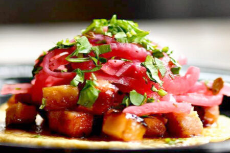 Pork Belly Cover for Rojo Gusano $39 Valentine's Menu