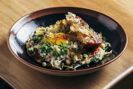Ramen San Chicago Okonomiyaki Crispy Pork Belly for New Year's Day at Ramen san