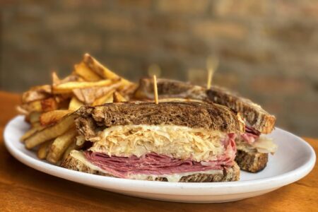 Reuben Sandwich 3 6 21 for St. Patrick’s Day at Mac’s Wood Grilled