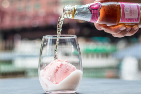 Rosé Float 1 for Celebrate National Ice Cream Month with Boozy Gelato Floats at Sweet Home Gelato