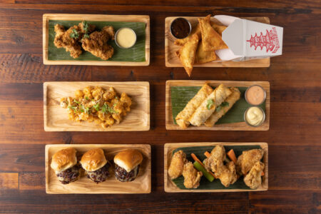 Roundhouse Table Spread 1 for Now Open: Roundhouse Sports Bar in Logan Square