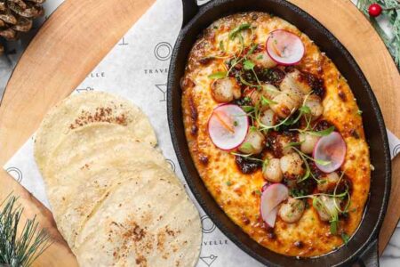 Scallop And Poblano Fundido for Super Bowl Snacks To Go from Travelle at The Langham