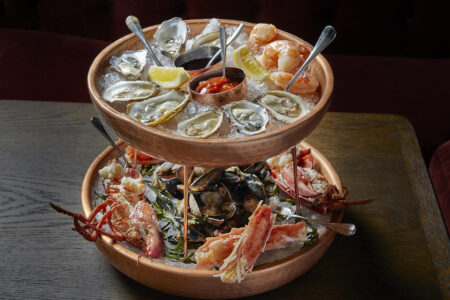 Seafood Tower Courtesy Of Neil Burger for Venteux Celebrates National Oyster Day + Paris Olympics with AYCE Shellfish Party, Oyster Shucking Class, $1 Oysters