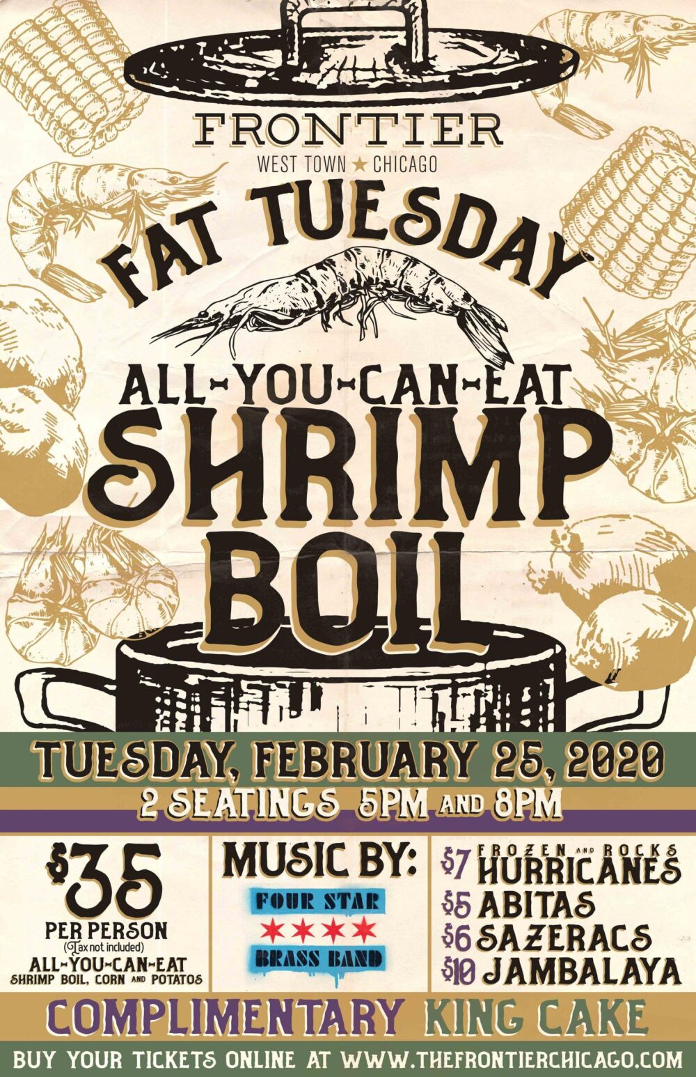 Image for Fat Tuesday Shrimp Boil at Frontier