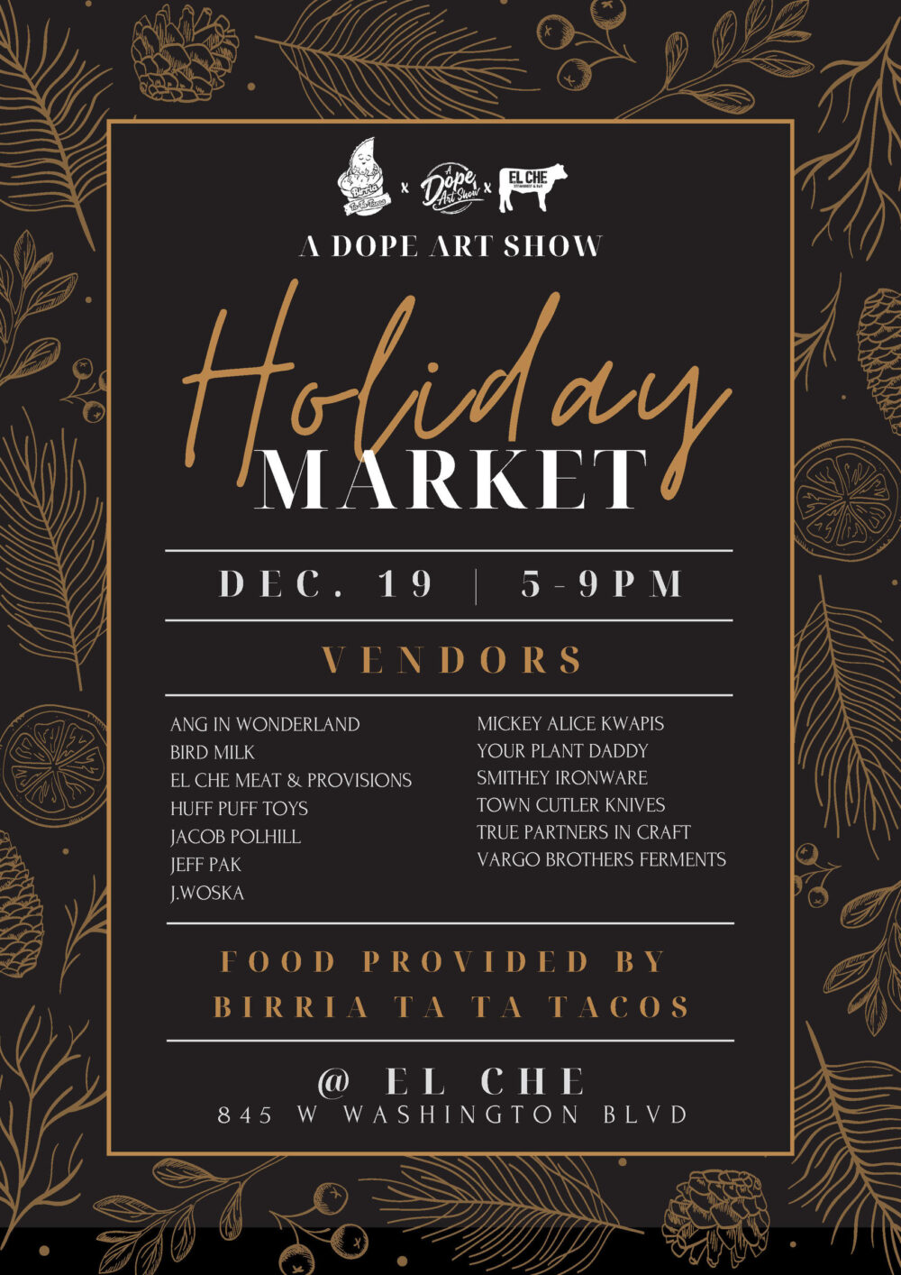 Updatedmarket for El Che Steakhouse & Bar Hosts Dope Art Show For Special Holiday Market with Local Makers, Dec. 19