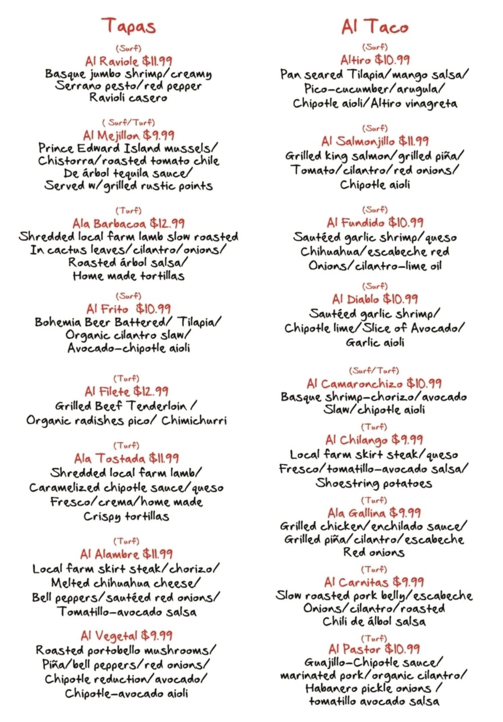 Altiro Menu for Altiro Brings Latin Fusion Tapas to Roscoe Village