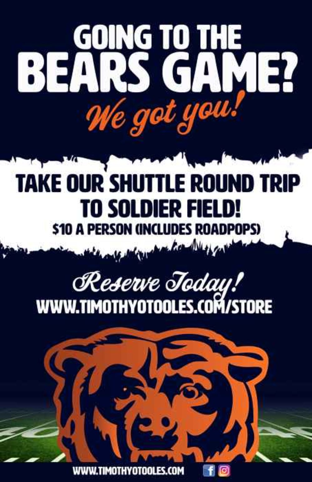 Bear Bus Poster 2022 C for Bears Game Days at Timothy O'Toole's Pub